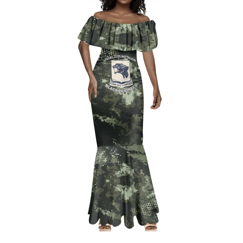 761st Tank Battalion Black Panthers Mermaid Dress WWII Military Camouflage - Wonder Print Shop