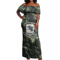 761st Tank Battalion Black Panthers Off Shoulder Maxi Dress WWII Military Camouflage - Wonder Print Shop
