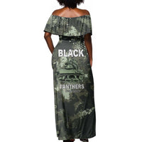 761st Tank Battalion Black Panthers Off Shoulder Maxi Dress WWII Military Camouflage - Wonder Print Shop