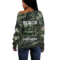 761st Tank Battalion Black Panthers Off Shoulder Sweater WWII Military Camouflage - Wonder Print Shop