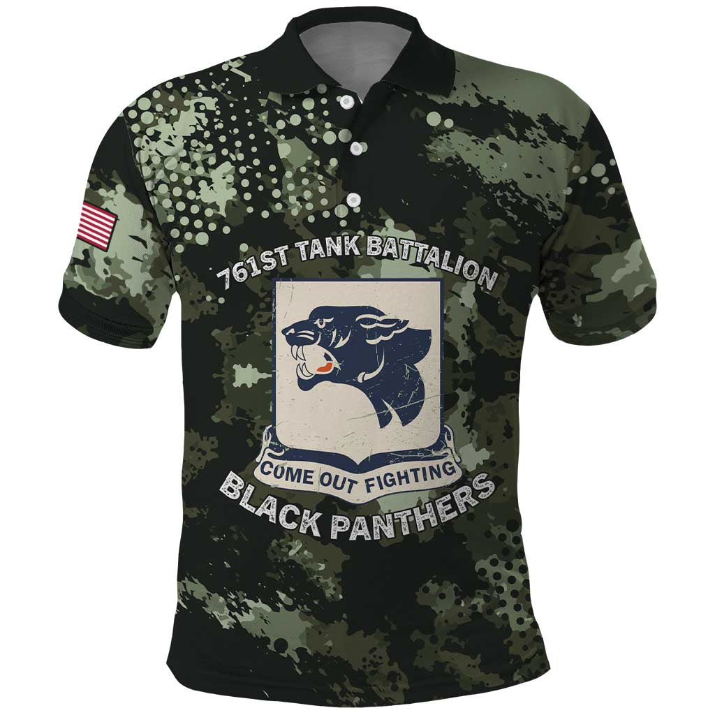 761st Tank Battalion Black Panthers Polo Shirt WWII Military Camouflage - Wonder Print Shop