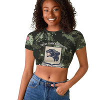761st Tank Battalion Black Panthers Raglan Cropped T shirt WWII Military Camouflage - Wonder Print Shop