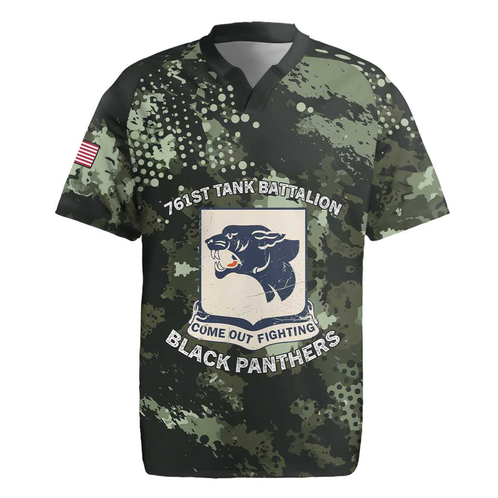 761st Tank Battalion Black Panthers Rugby Jersey WWII Military Camouflage - Wonder Print Shop