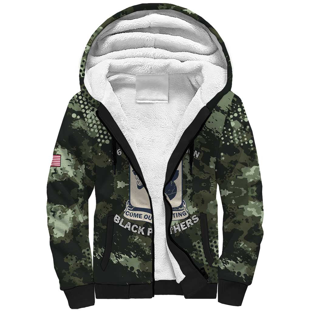 761st Tank Battalion Black Panthers Sherpa Hoodie WWII Military Camouflage - Wonder Print Shop