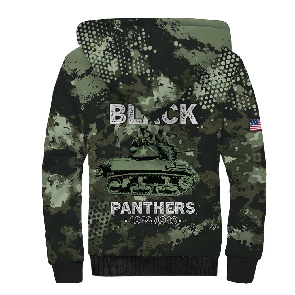 761st Tank Battalion Black Panthers Sherpa Hoodie WWII Military Camouflage - Wonder Print Shop