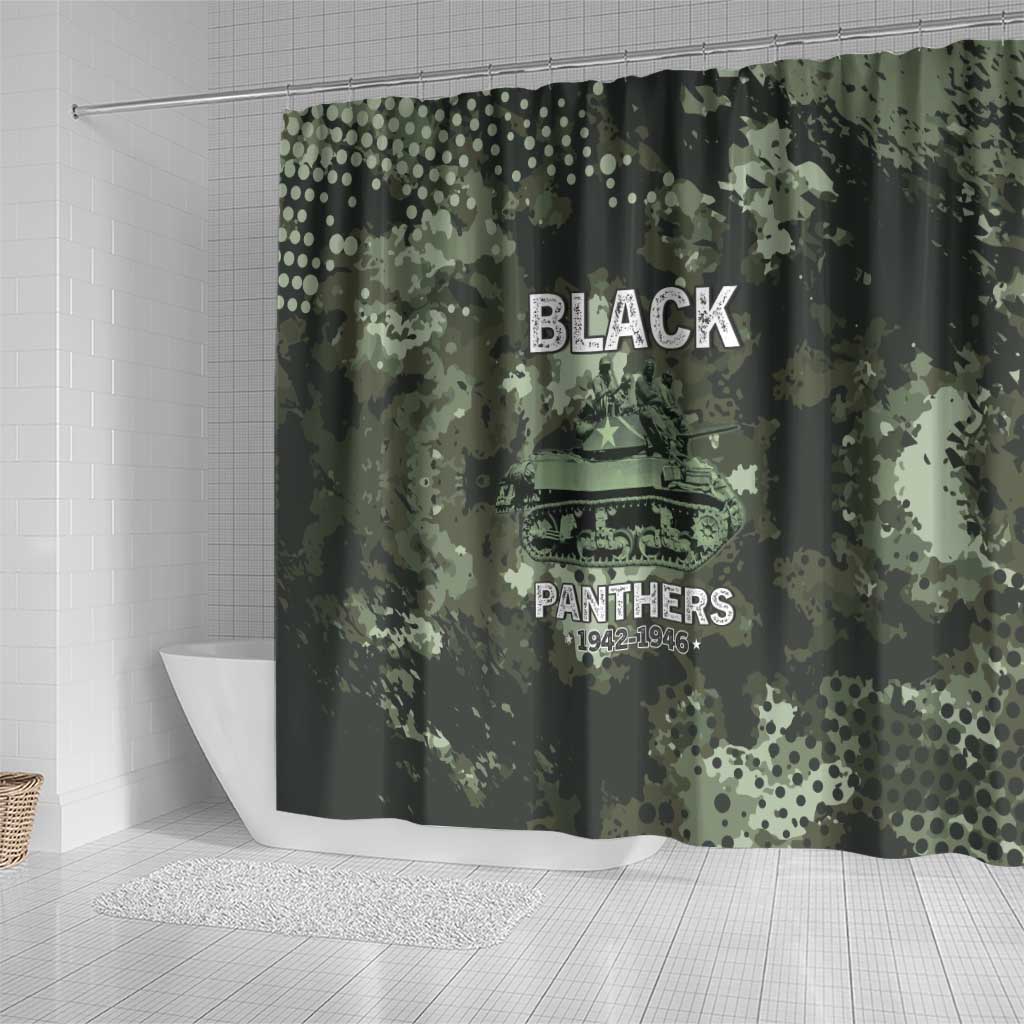 761st Tank Battalion Black Panthers Shower Curtain WWII Military Camouflage - Wonder Print Shop