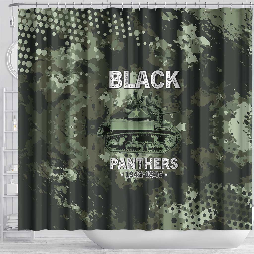 761st Tank Battalion Black Panthers Shower Curtain WWII Military Camouflage - Wonder Print Shop