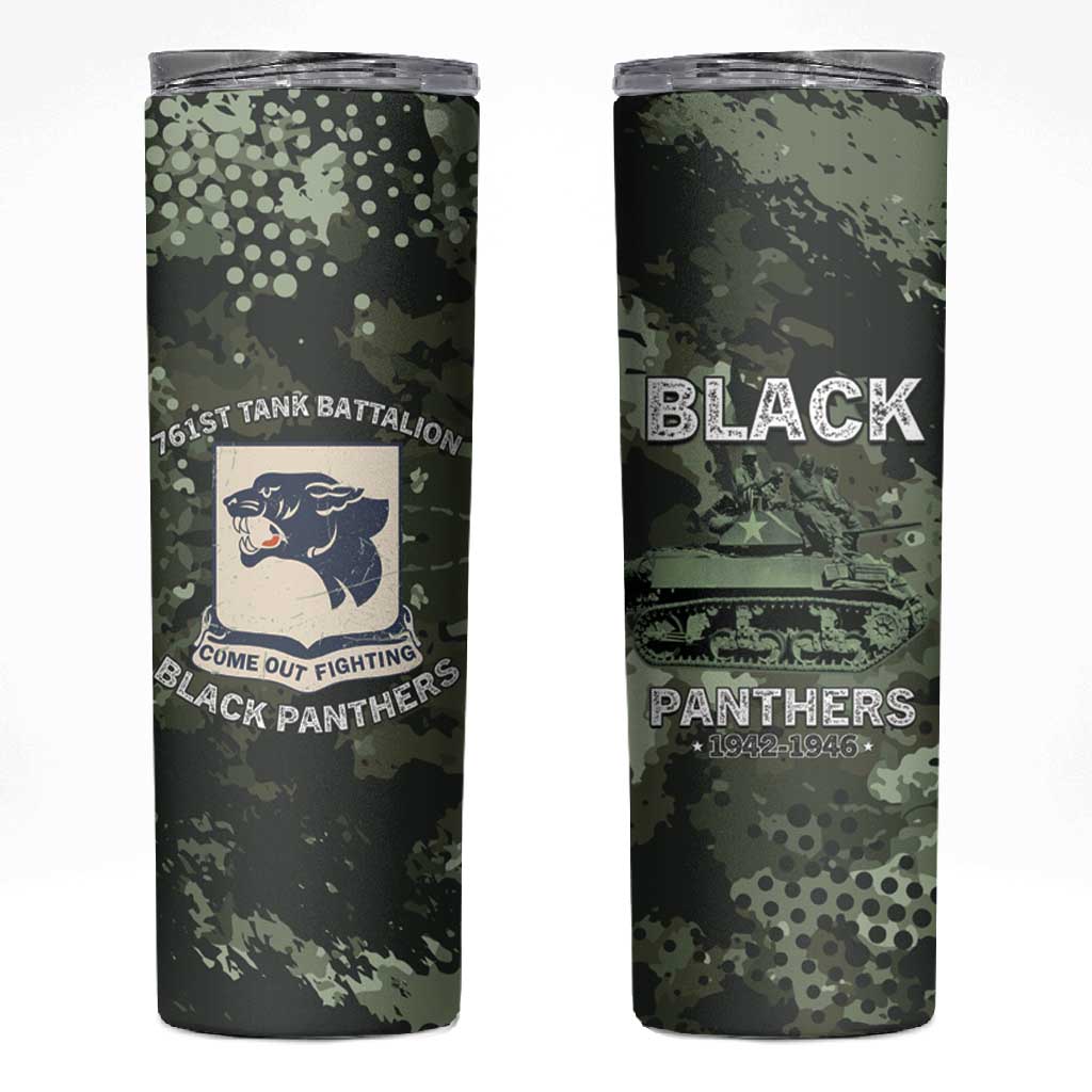 761st Tank Battalion Black Panthers Skinny Tumbler WWII Military Camouflage - Wonder Print Shop