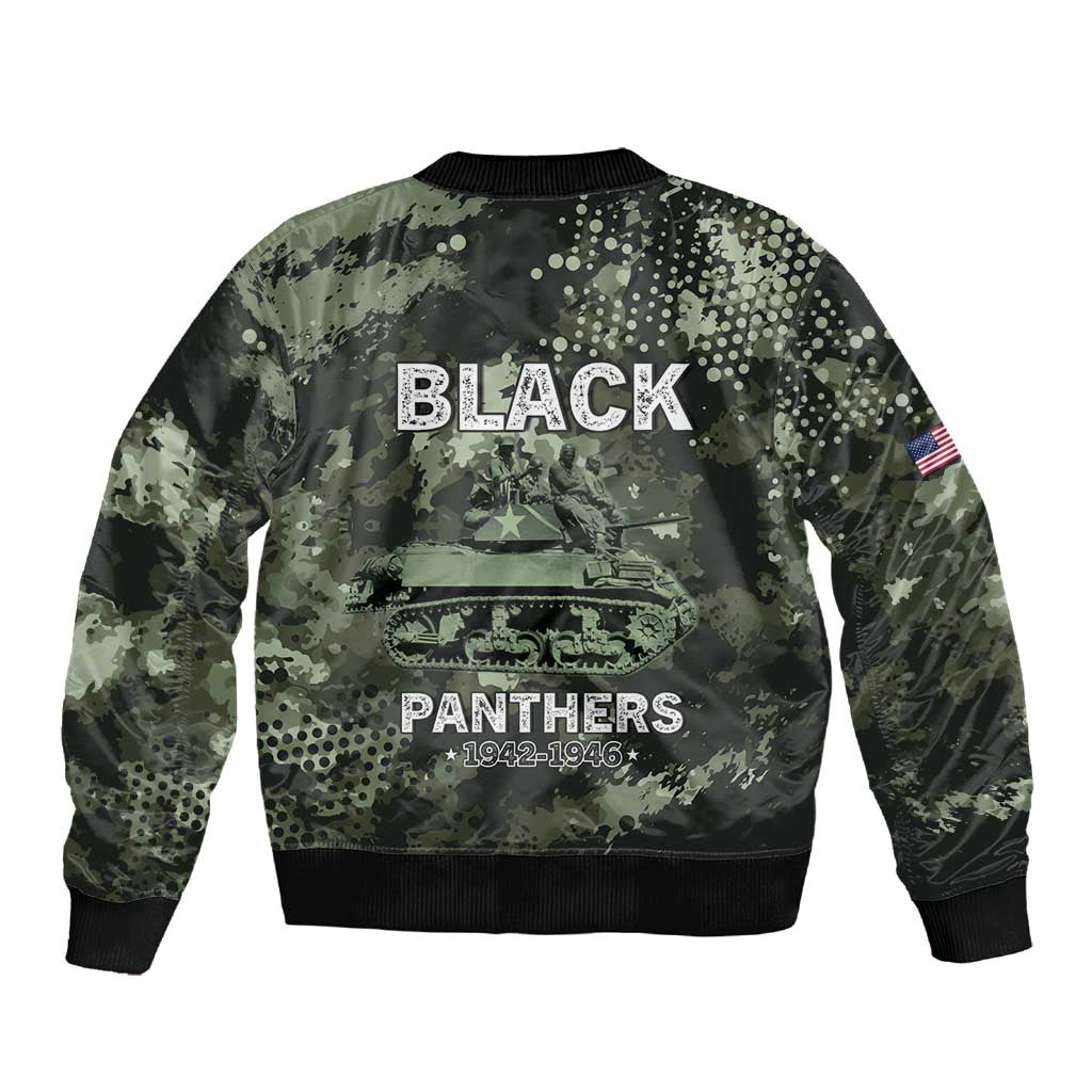 761st Tank Battalion Black Panthers Sleeve Zip Bomber Jacket WWII Military Camouflage - Wonder Print Shop