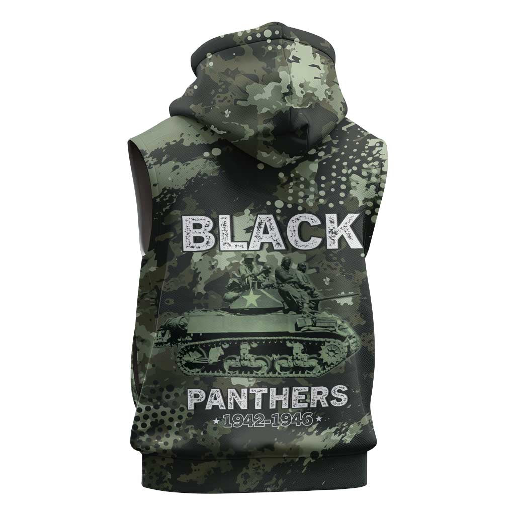 761st Tank Battalion Black Panthers Sleeveless Hoodie WWII Military Camouflage - Wonder Print Shop