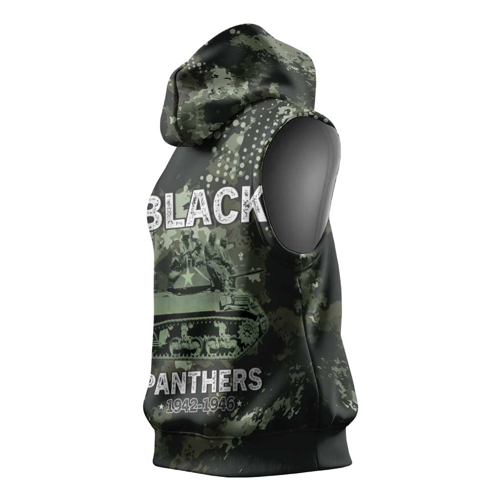 761st Tank Battalion Black Panthers Sleeveless Hoodie WWII Military Camouflage - Wonder Print Shop