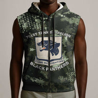 761st Tank Battalion Black Panthers Sleeveless Zip Hoodie WWII Military Camouflage - Wonder Print Shop