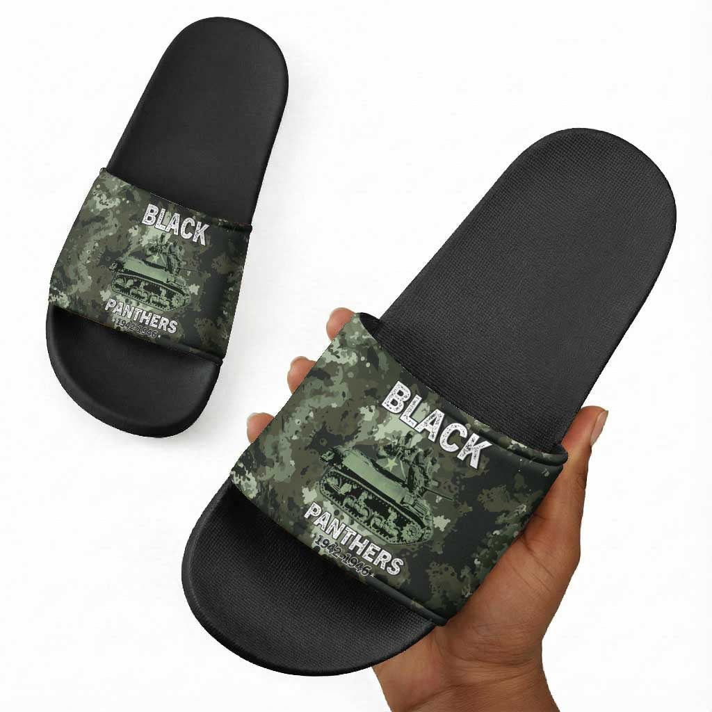 761st Tank Battalion Black Panthers Slide Sandals WWII Military Camouflage - Wonder Print Shop