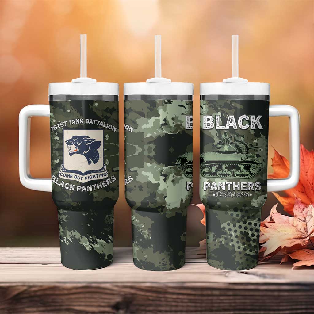 761st Tank Battalion Black Panthers Tumbler With Handle WWII Military Camouflage - Wonder Print Shop