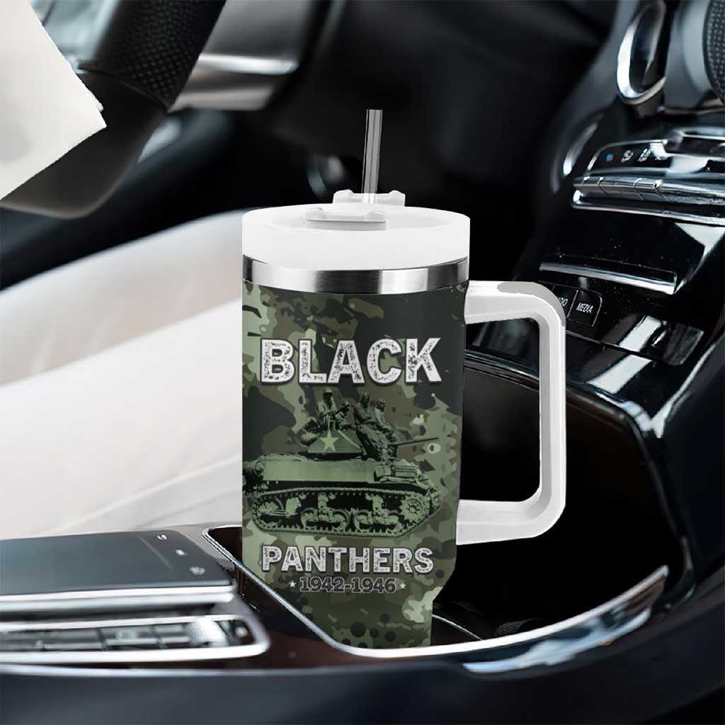 761st Tank Battalion Black Panthers Tumbler With Handle WWII Military Camouflage - Wonder Print Shop