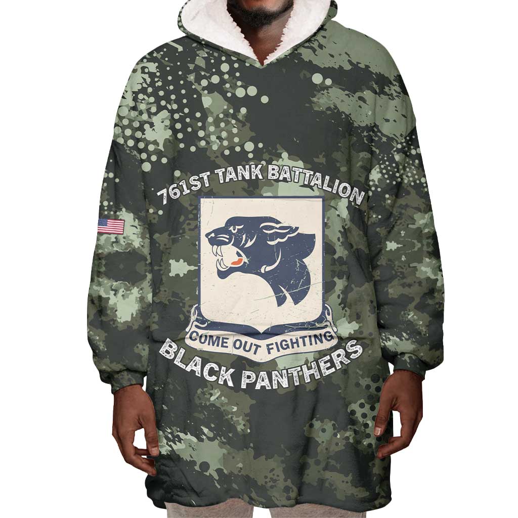 761st Tank Battalion Black Panthers Wearable Blanket Hoodie WWII Military Camouflage - Wonder Print Shop