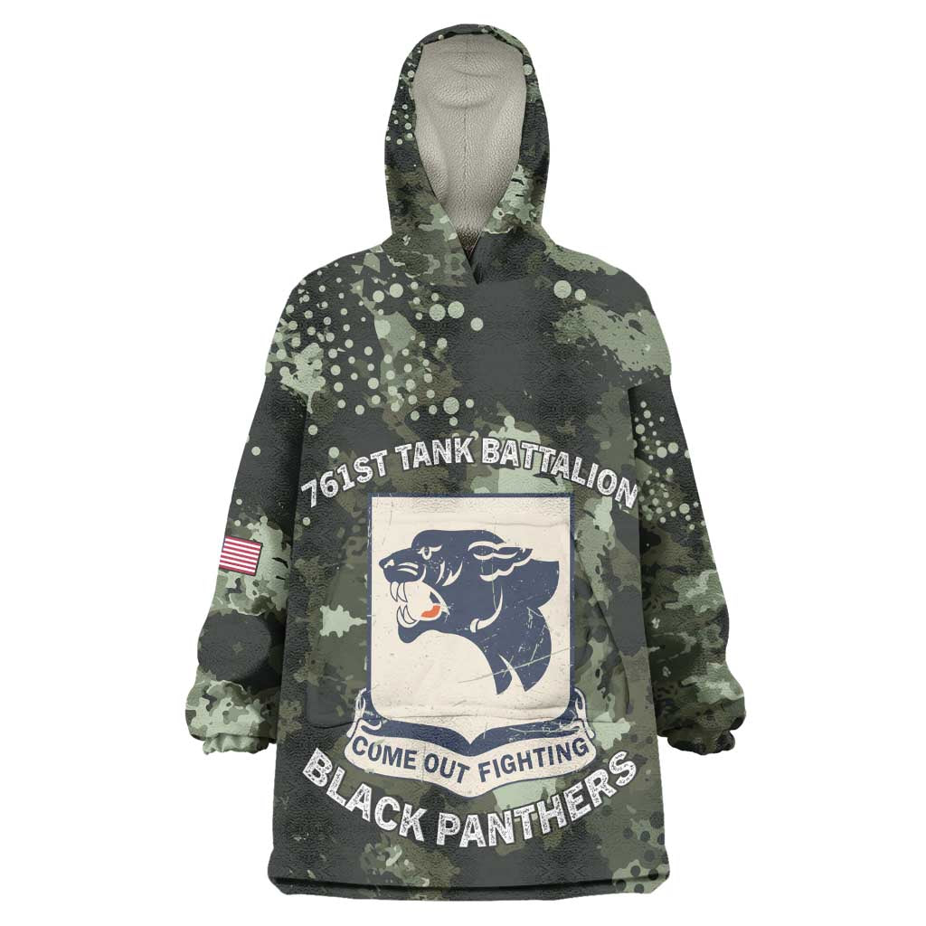 761st Tank Battalion Black Panthers Wearable Blanket Hoodie WWII Military Camouflage - Wonder Print Shop