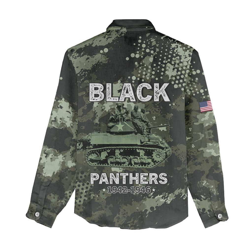 761st Tank Battalion Black Panthers Women Casual Shirt WWII Military Camouflage - Wonder Print Shop