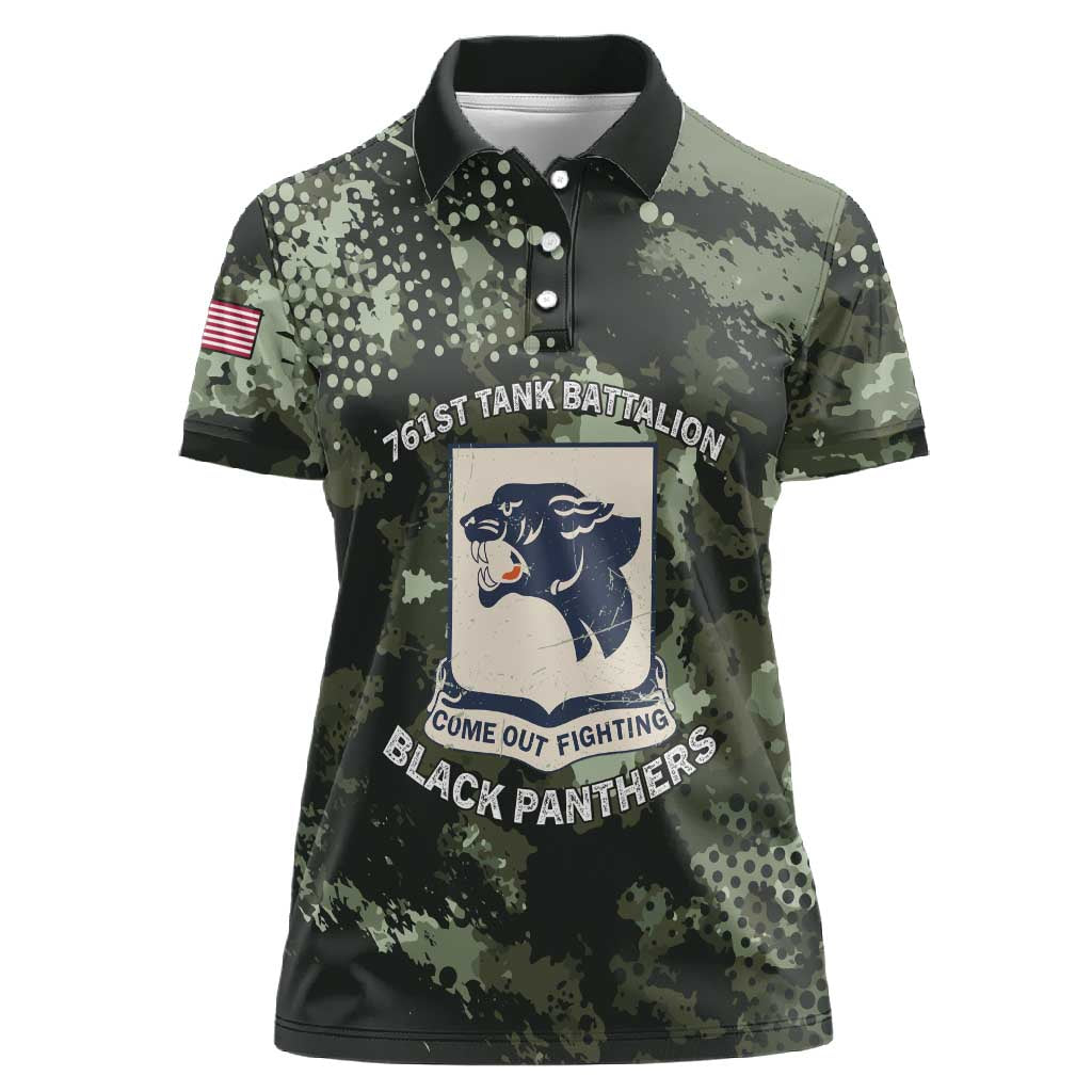 761st Tank Battalion Black Panthers Women Polo Shirt WWII Military Camouflage - Wonder Print Shop