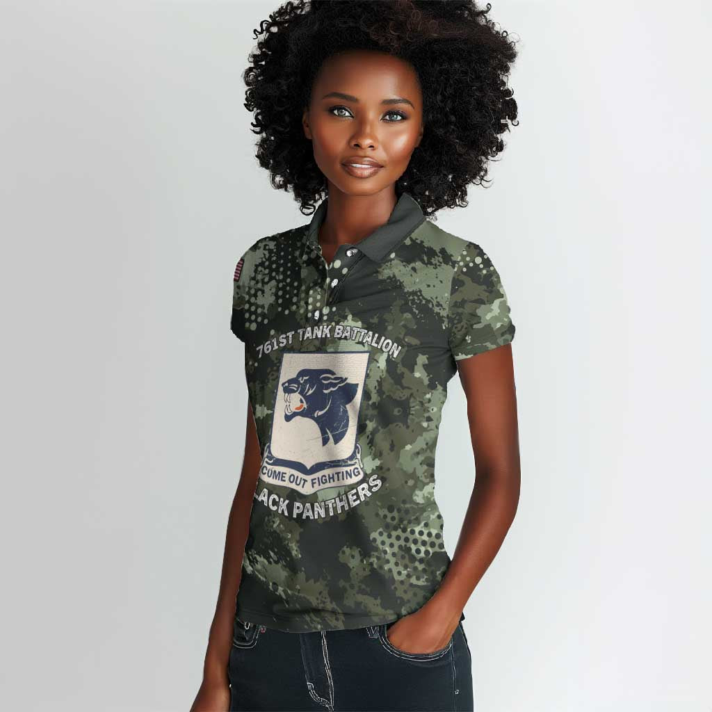 761st Tank Battalion Black Panthers Women Polo Shirt WWII Military Camouflage - Wonder Print Shop