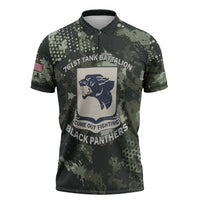 761st Tank Battalion Black Panthers Zipper Polo Shirt WWII Military Camouflage - Wonder Print Shop
