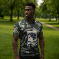 761st Tank Battalion Black Panthers Zipper Polo Shirt WWII Military Camouflage - Wonder Print Shop