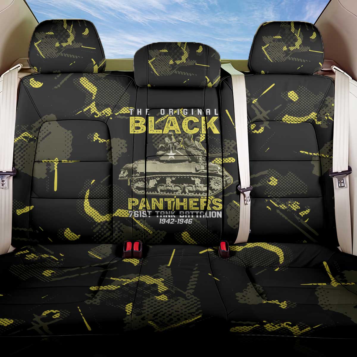 The Original Black Panthers 761st Tank Battalion Back Car Seat Cover African American Heroes - Wonder Print Shop