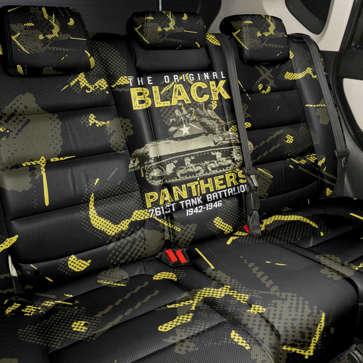The Original Black Panthers 761st Tank Battalion Back Car Seat Cover African American Heroes - Wonder Print Shop