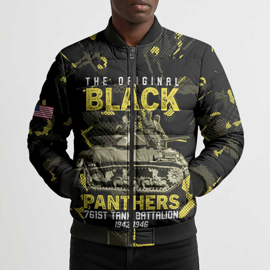 The Original Black Panthers 761st Tank Battalion Bomber Puffer Jacket African American Heroes - Wonder Print Shop