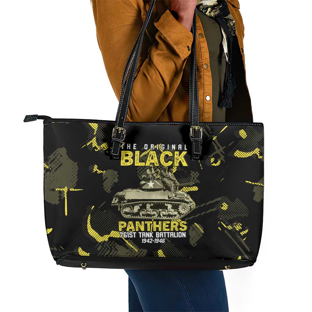 The Original Black Panthers 761st Tank Battalion Leather Tote Bag African American Heroes - Wonder Print Shop