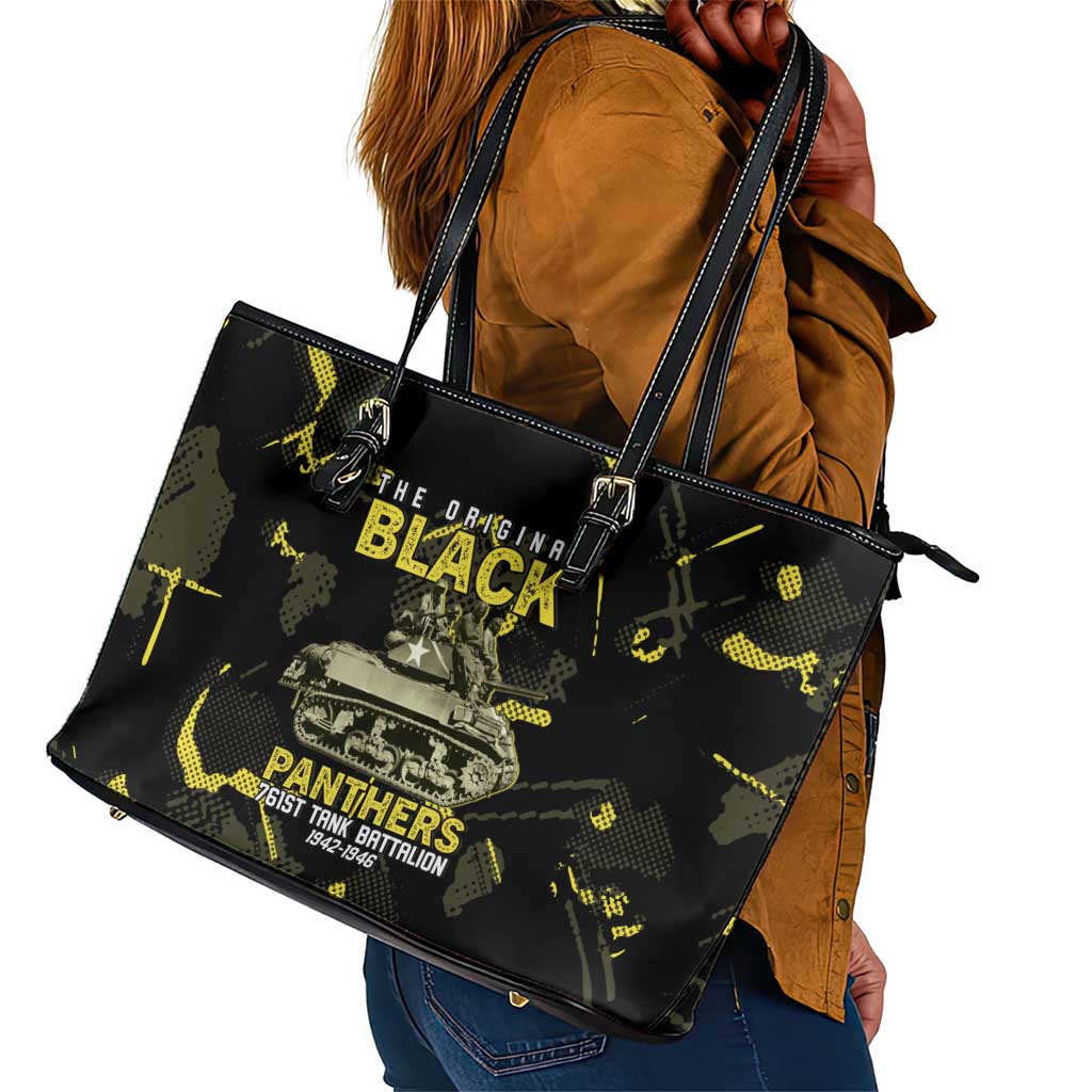 The Original Black Panthers 761st Tank Battalion Leather Tote Bag African American Heroes - Wonder Print Shop
