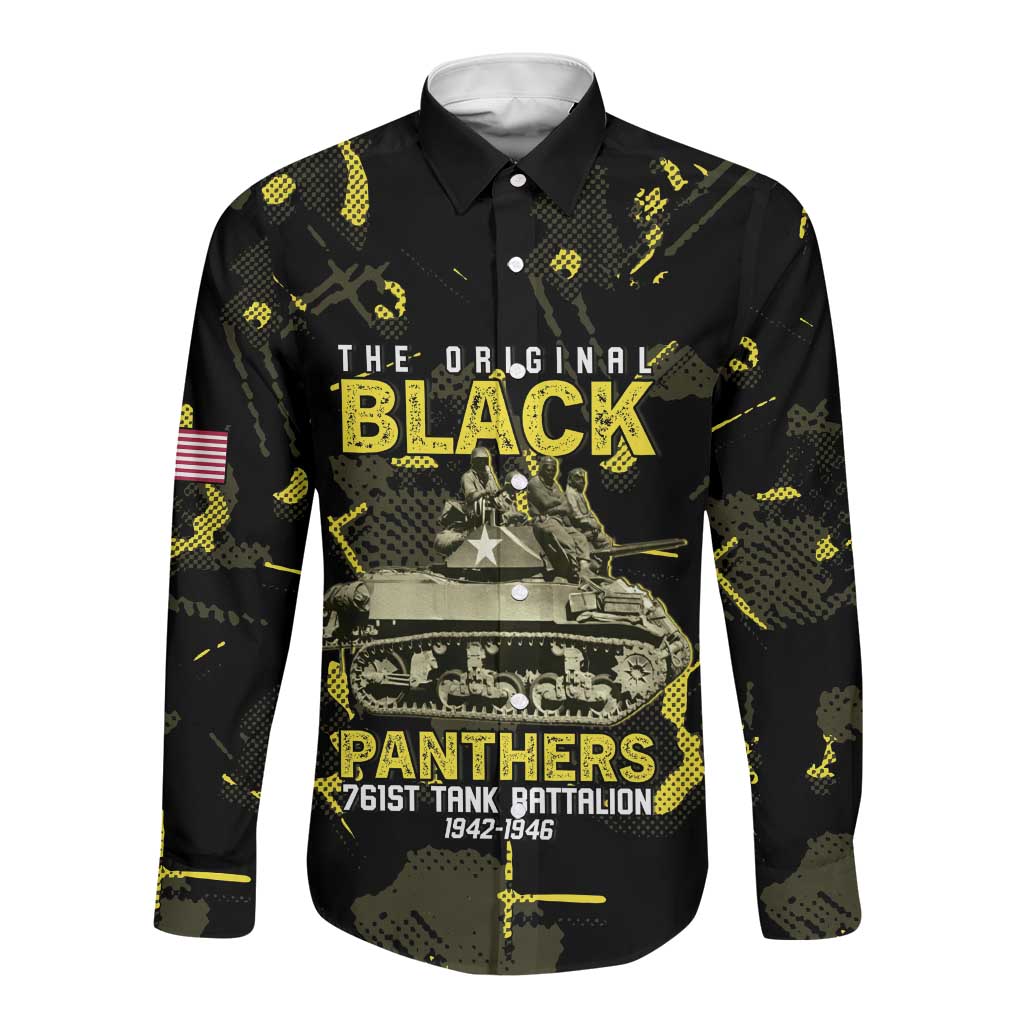 The Original Black Panthers 761st Tank Battalion Long Sleeve Button Shirt African American Heroes - Wonder Print Shop