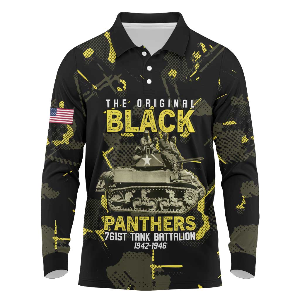 The Original Black Panthers 761st Tank Battalion Long Sleeve Polo Shirt African American Heroes - Wonder Print Shop