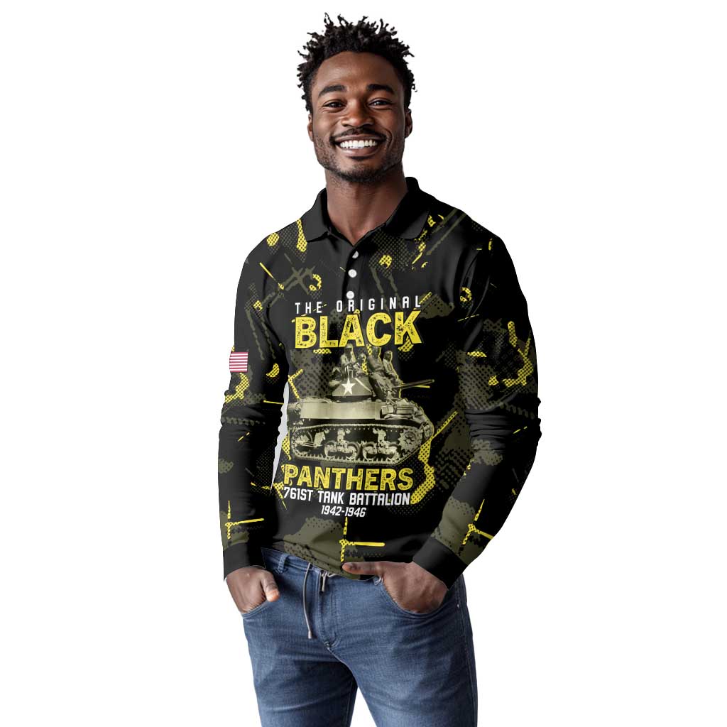 The Original Black Panthers 761st Tank Battalion Long Sleeve Polo Shirt African American Heroes - Wonder Print Shop