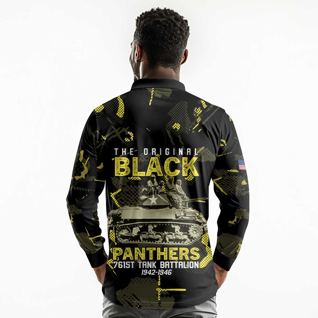 The Original Black Panthers 761st Tank Battalion Long Sleeve Polo Shirt African American Heroes - Wonder Print Shop