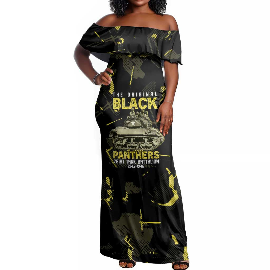 The Original Black Panthers 761st Tank Battalion Off Shoulder Maxi Dress African American Heroes - Wonder Print Shop