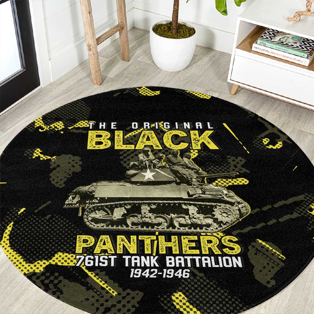 The Original Black Panthers 761st Tank Battalion Round Carpet African American Heroes - Wonder Print Shop