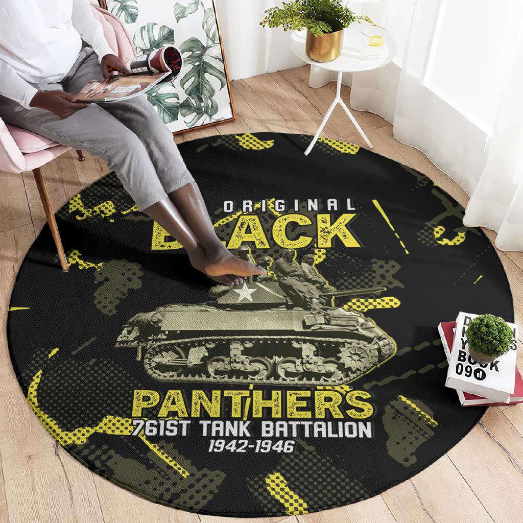 The Original Black Panthers 761st Tank Battalion Round Carpet African American Heroes - Wonder Print Shop