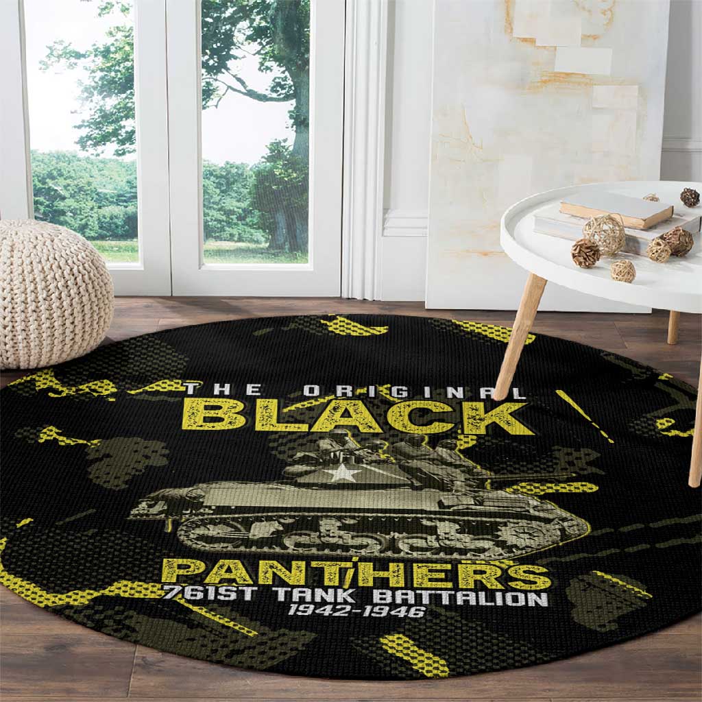 The Original Black Panthers 761st Tank Battalion Round Carpet African American Heroes - Wonder Print Shop