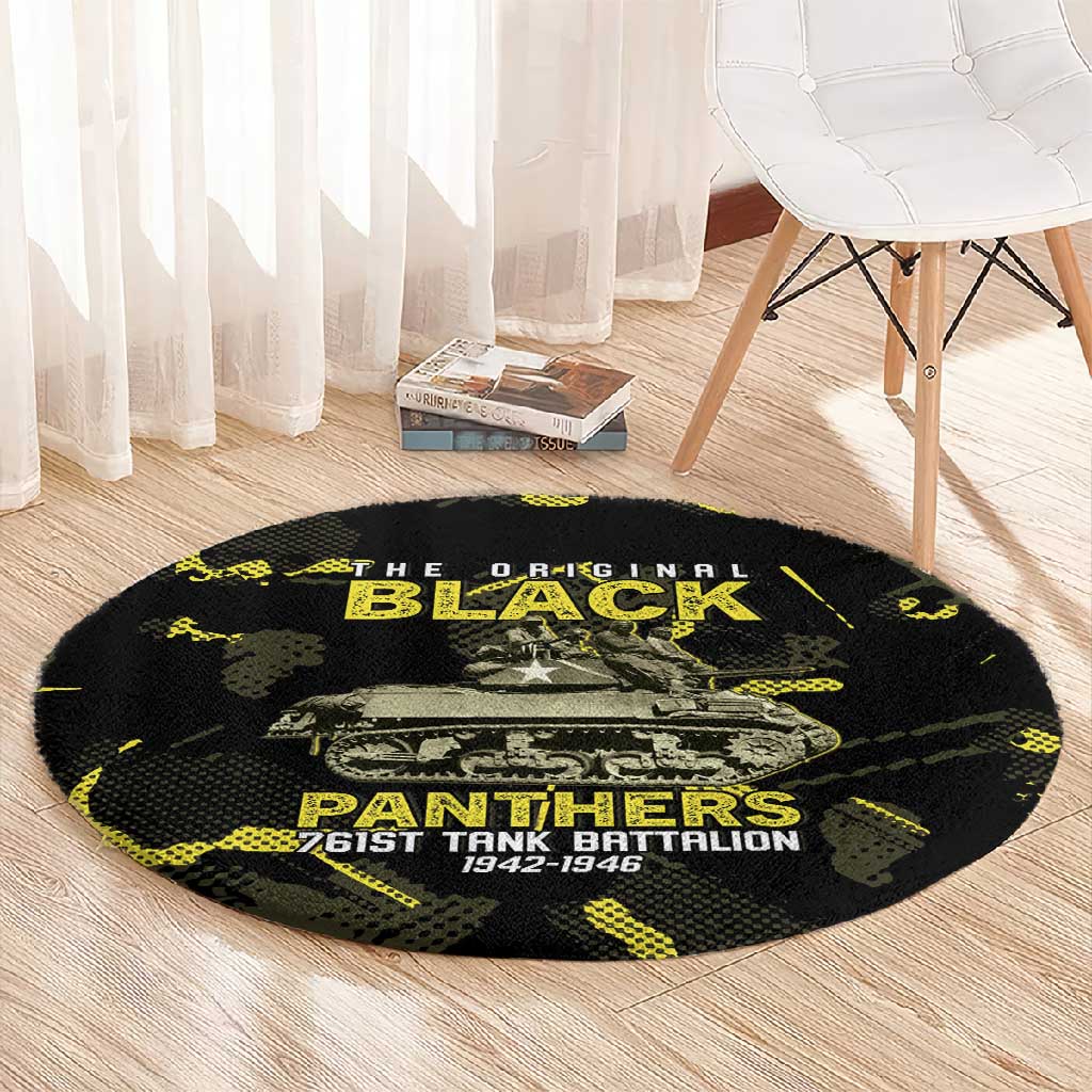 The Original Black Panthers 761st Tank Battalion Round Carpet African American Heroes - Wonder Print Shop