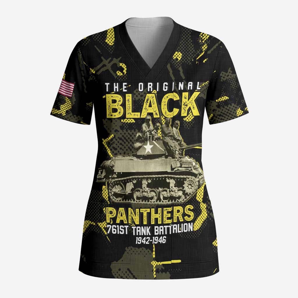 The Original Black Panthers 761st Tank Battalion Scrub Top African American Heroes - Wonder Print Shop