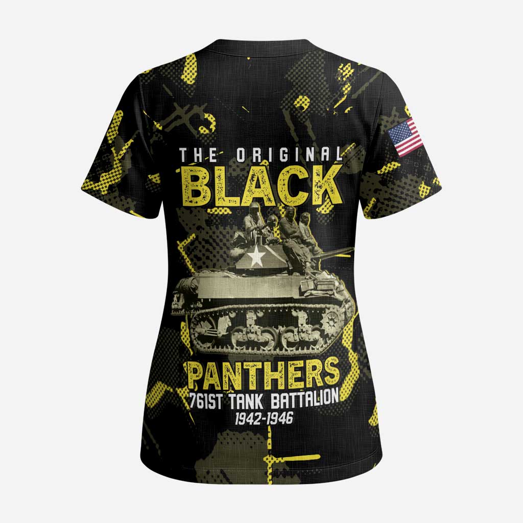 The Original Black Panthers 761st Tank Battalion Scrub Top African American Heroes - Wonder Print Shop
