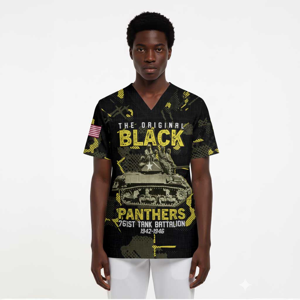 The Original Black Panthers 761st Tank Battalion Scrub Top African American Heroes - Wonder Print Shop