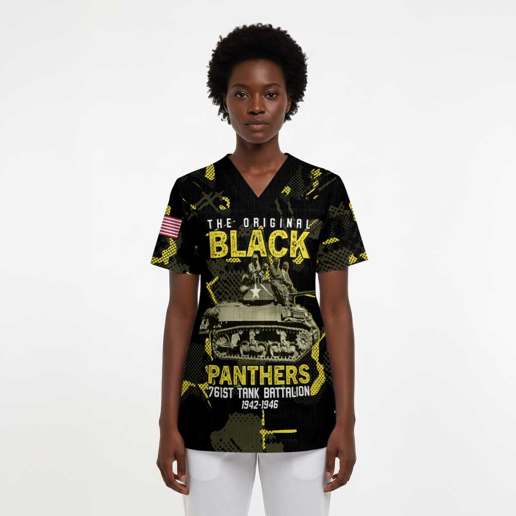 The Original Black Panthers 761st Tank Battalion Scrub Top African American Heroes - Wonder Print Shop