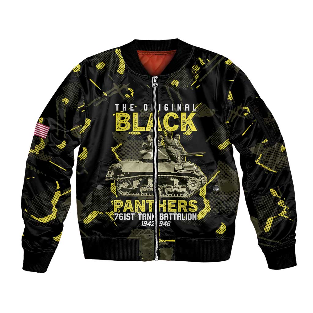 The Original Black Panthers 761st Tank Battalion Sleeve Zip Bomber Jacket African American Heroes - Wonder Print Shop