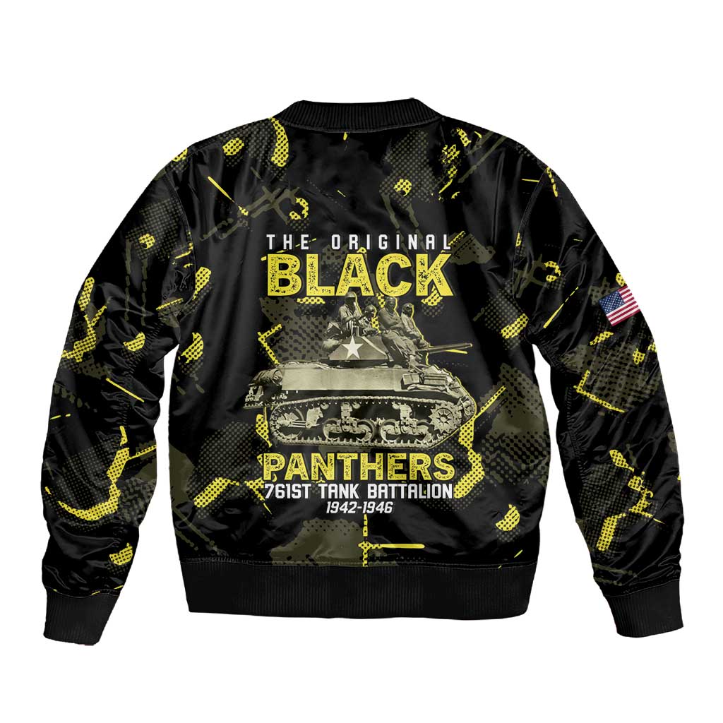 The Original Black Panthers 761st Tank Battalion Sleeve Zip Bomber Jacket African American Heroes - Wonder Print Shop