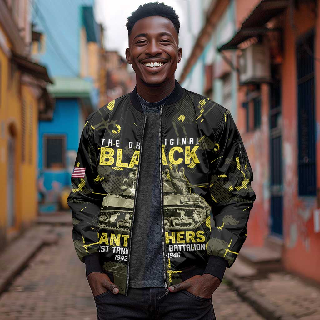 The Original Black Panthers 761st Tank Battalion Sleeve Zip Bomber Jacket African American Heroes - Wonder Print Shop