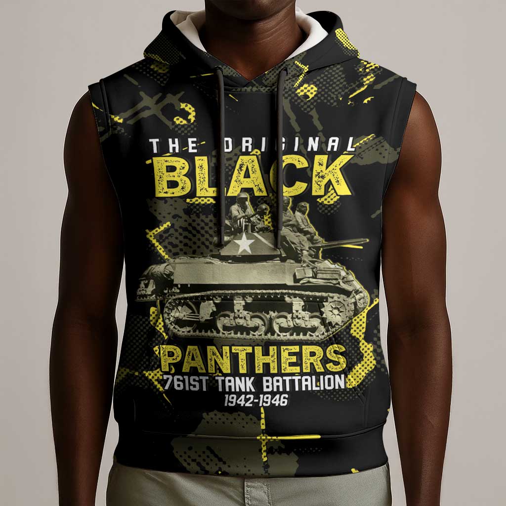 The Original Black Panthers 761st Tank Battalion Sleeveless Hoodie African American Heroes - Wonder Print Shop