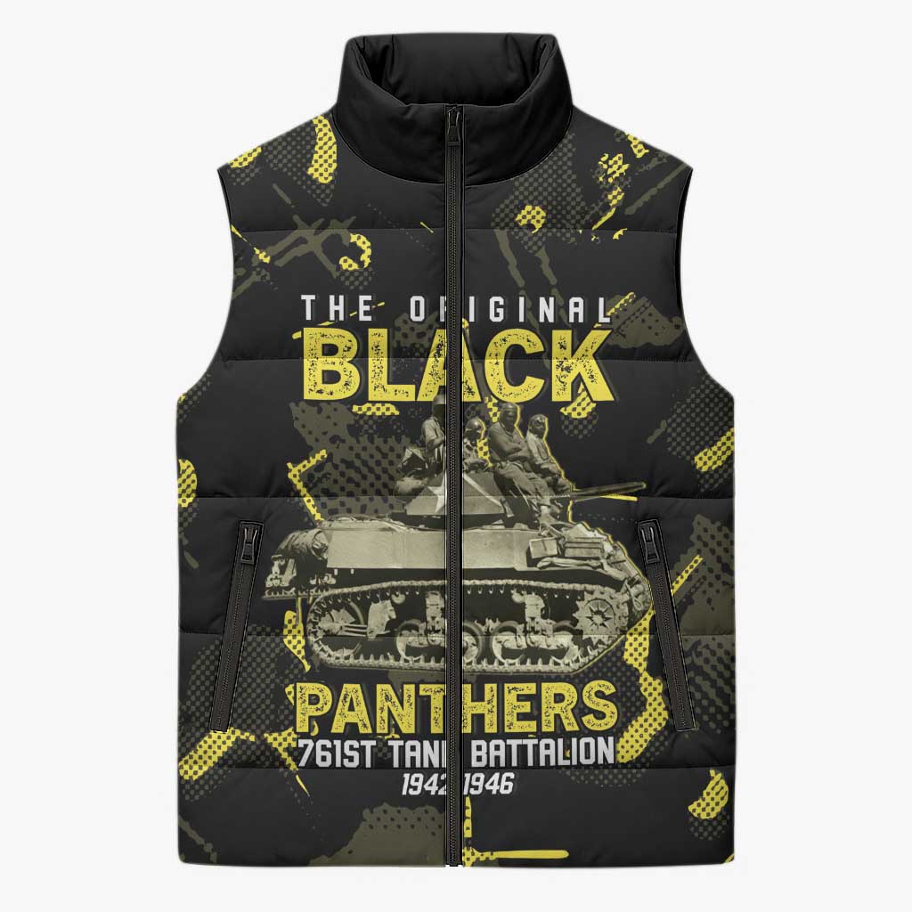 The Original Black Panthers 761st Tank Battalion Sleeveless Puffer Jacket African American Heroes - Wonder Print Shop