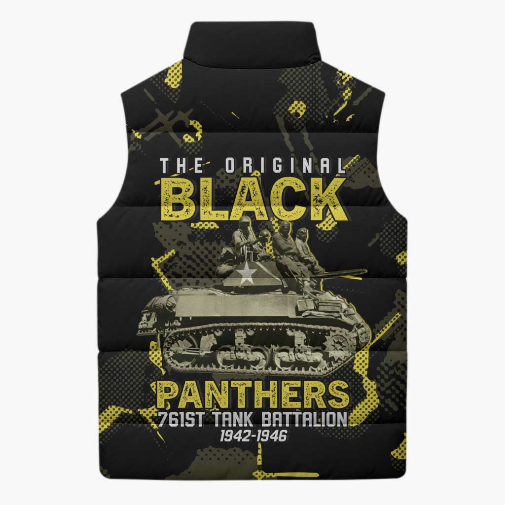 The Original Black Panthers 761st Tank Battalion Sleeveless Puffer Jacket African American Heroes - Wonder Print Shop